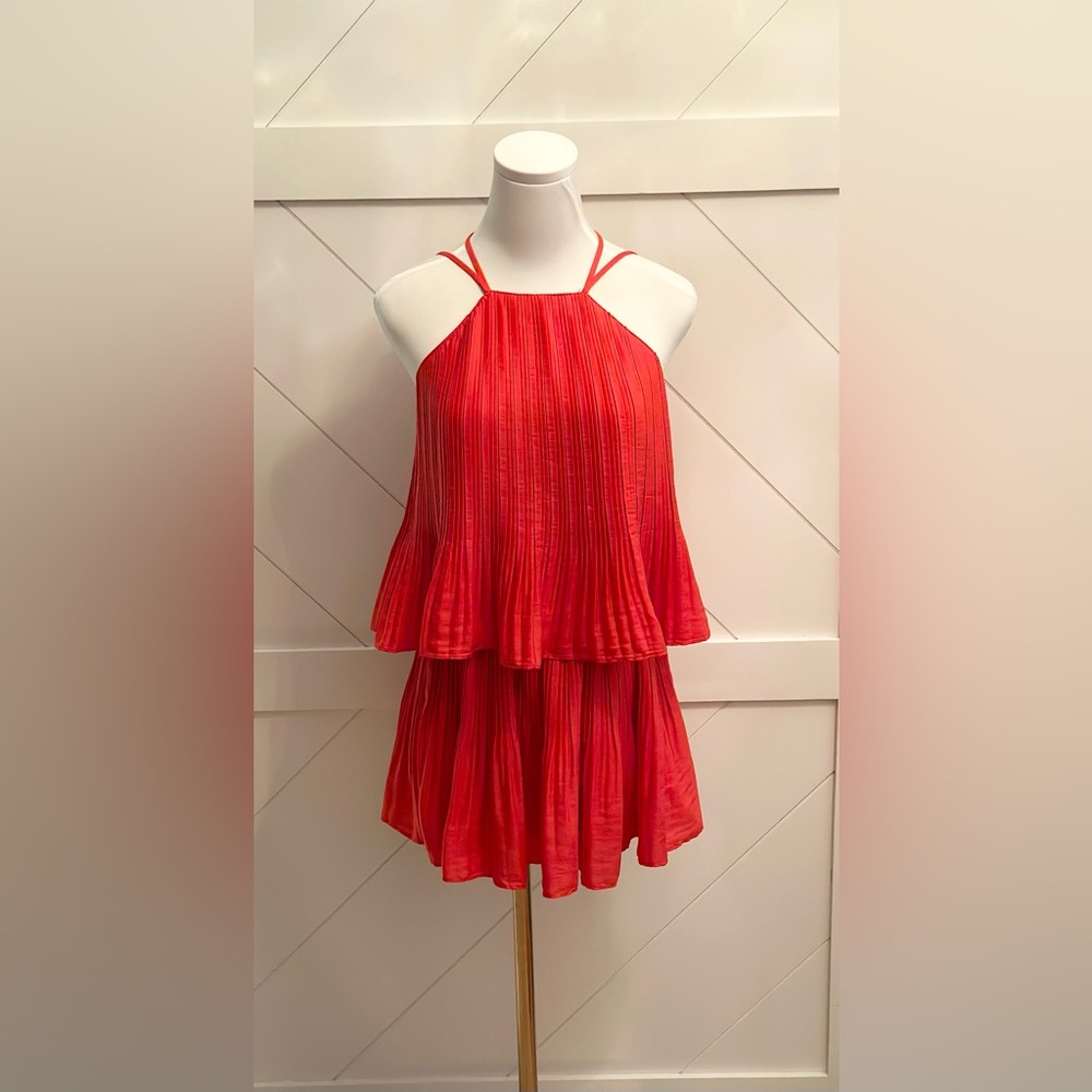 2 piece red flowy shorts and top set